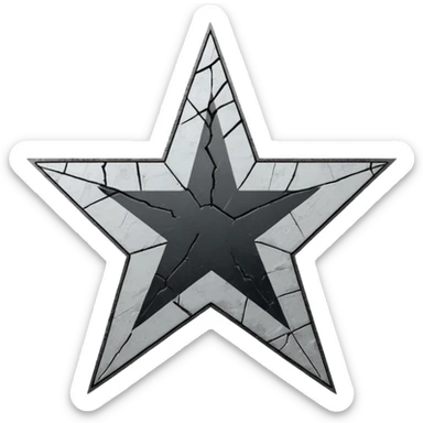 Minimalist emoji-style sticker of a cracked Walk of Fame star with a faint claw mark coming from below, grayscale and ash tones


 sticker