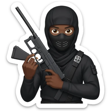 Créame este emoji 🥷🏾 con una glook en la mano y el cargador largo sticker