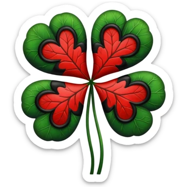Five leaf clover in black clover in red and black colour  sticker