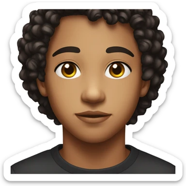 black boy, 15yo, front face, short curly hair with a lowfade, black eyes, diamond face,pretty eyebrows  sticker