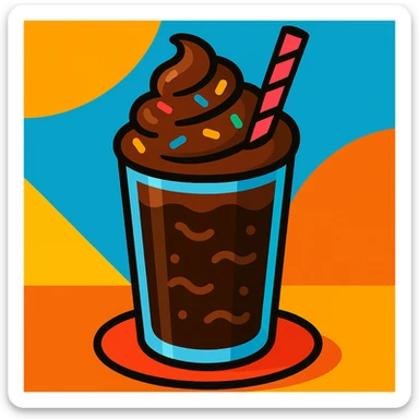 chocolate milkshake, vibrant and fun style sticker