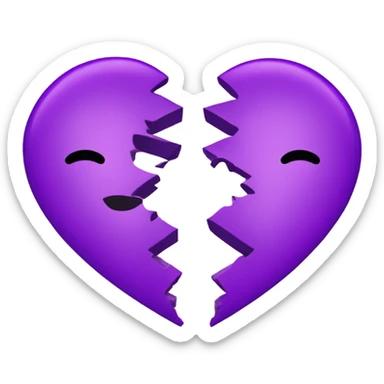 Broken heart in two halves in purple  sticker