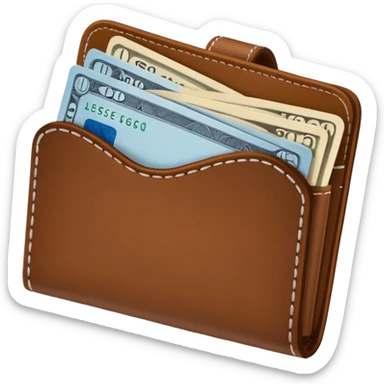 portefeuille marron avec quelques billets et carte bancaire sticker