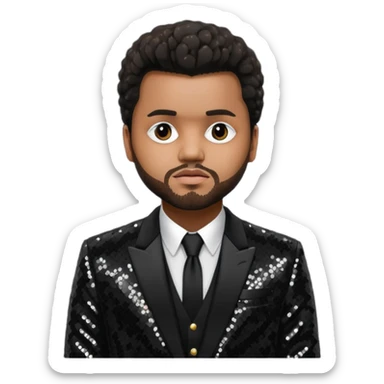 The Weeknd with Dark Brown Hair, Black Sequin Suit  sticker