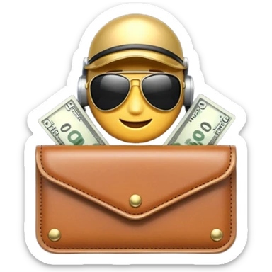 Aviator money emoji, wallet full of cash, casino vibe, premium 3D emoji style, clean, no background
 sticker