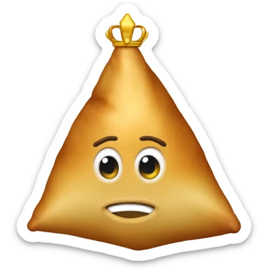 samosa with a crown sticker