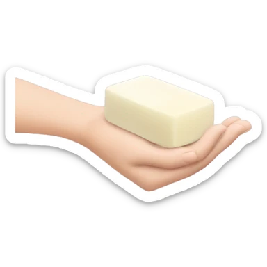 a hand holding a bubbly bar of soap sticker