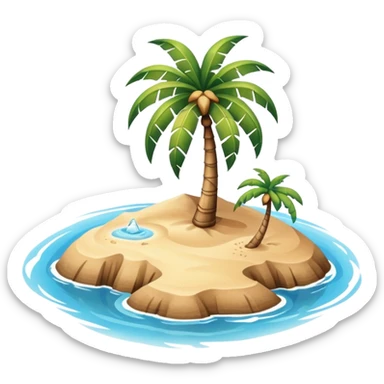 emoji of desert island in the middle of the sea sticker