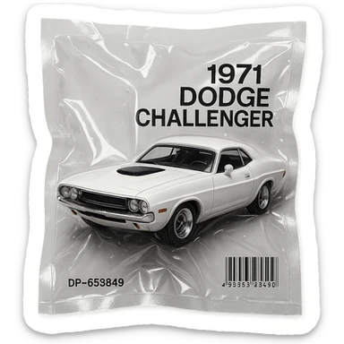 classic white 1971 Dodge Challenger, shiny and inflated, inspired by the film 'Death Proof' sticker