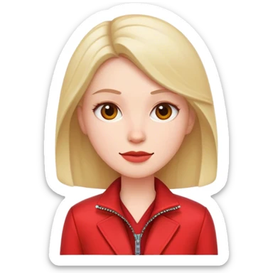 white conservative woman in jacket with red sticker