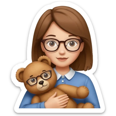 girl glasses and teddy  sticker