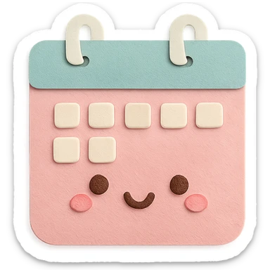 soft pastel kawaii tiny calendar icon for monthly layouts sticker