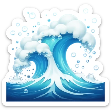 An ocean at a rolling boil with a lot of bubbles errupting from it sticker