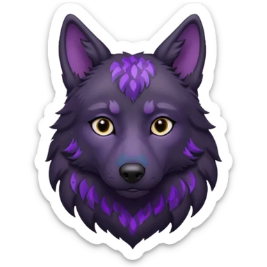 sad black wolf with purple pattern sticker