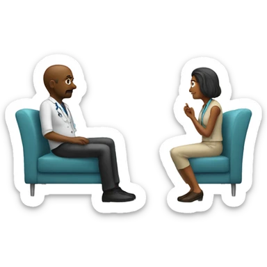 psychologist listening to a patient on a sofa sticker