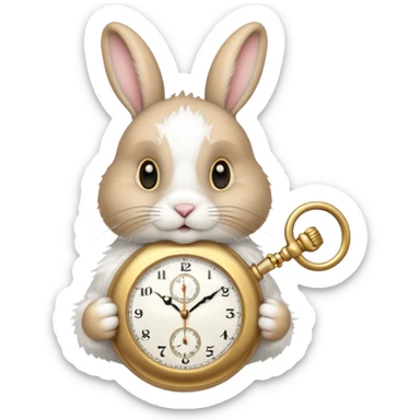 Rabbit holding watch sticker