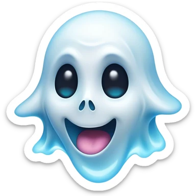 Cinematic Comical Ghost Portrait Emoji, with a dramatically floating translucent form in vibrant, swirling ghostly whites and pale blues, head tilted in an exaggeratedly shocked expression with wide, comically expressive eyes and a quirky, startled mouth, simplified yet hilariously expressive, highly detailed with a soft neon-like glowing outline capturing a meme-worthy ghost bursting with playful energy! sticker