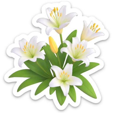 detailed white lily flower with yellow stamen sticker