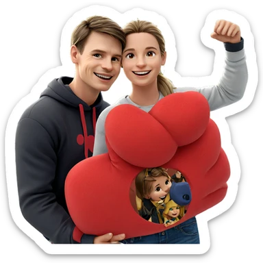 smiling girl outside with boys sticker