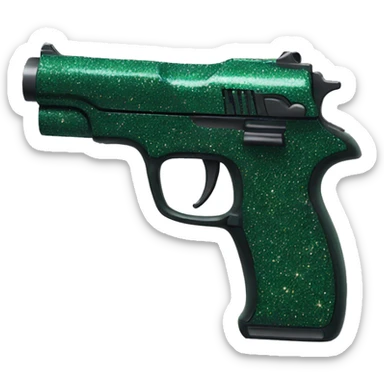 Dark green glitter gun sticker