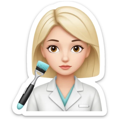 girl cosmetologist, thoughtful expression, soft colors, beauty clinic vibe sticker