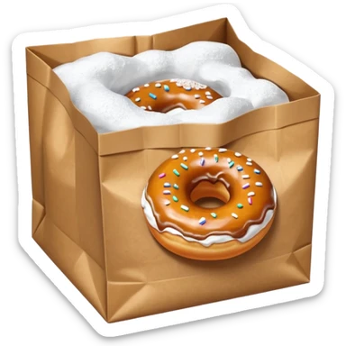 donut in paper bag sticker