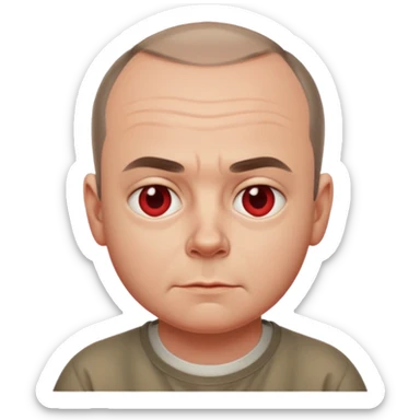 Carl from Sling Blade, neutral expression, apple style emoji sticker
