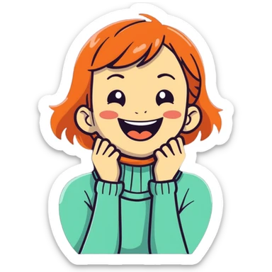 Angry girl, choking her neck, laughing sticker