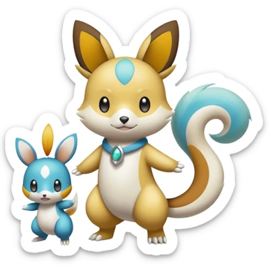 Emolga-Pachirisu-Oshawott-Buizel-Meloetta-Pokémon-Fakémon-fusion, full body sticker