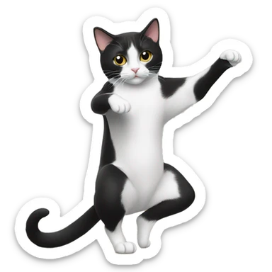 Tuxedo cat doing the splits  sticker