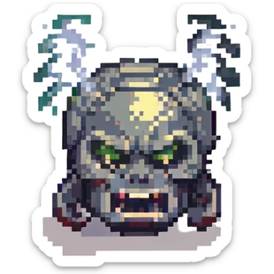 character with angry face and steam coming from head, no text, retro game pixel art style sticker