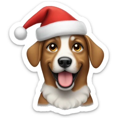 Dog with a christmas hat sticker
