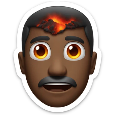 a man exploding like a volcano and dark red lava coming out of his eyes sticker