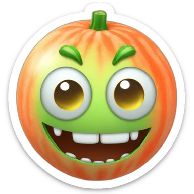 3d sphere with a cartoon beautiful melon Slime skin texture with beautiful eyes sticker