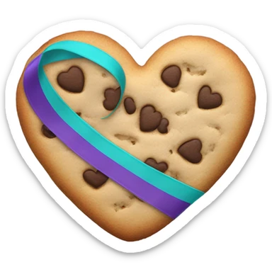 Cookie heart with purple teal awareness ribbon loop sticker