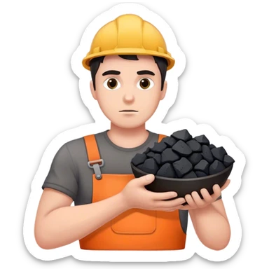 Trump holds coal in his hands photorealistic serious sticker