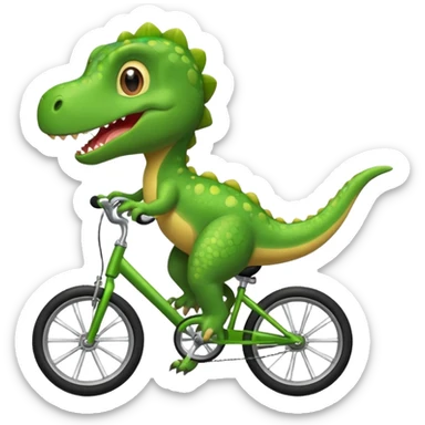 Baby dinosaur riding a bike  sticker