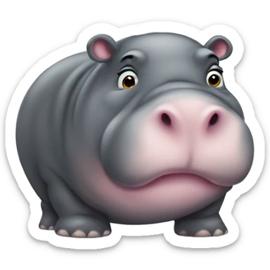 chubby hippo with a belly sticker