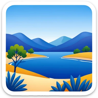 Matisse style BLUE abstract art landscape sticker