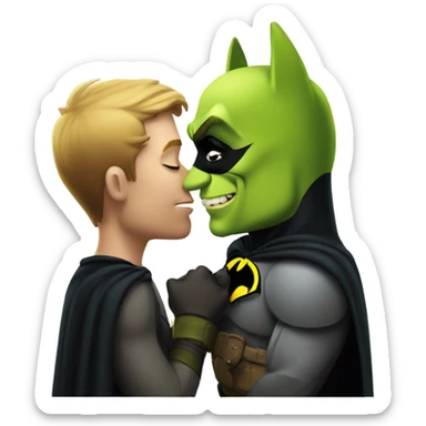 Batman kissing Shrek  sticker