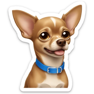 Brown Chihuahua with blue collar sticker