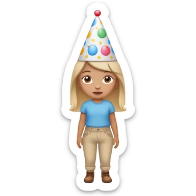 “Poopy pants” girl wearing a birthday hat  sticker