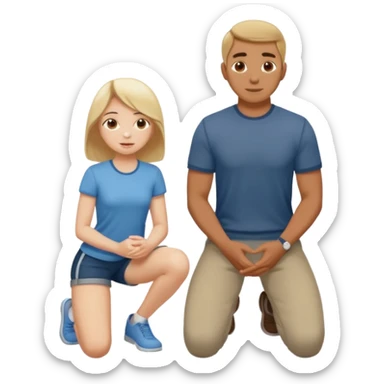 Girl on knees in front of standing man sticker