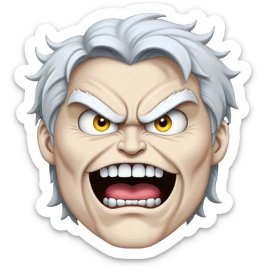 Scribbly super idol drawing with super idol having a monster angry face but the mouth is so scribbly that you can only see 2 of his upper teeth and the background is pitch black and super idol is a grayish white color sticker