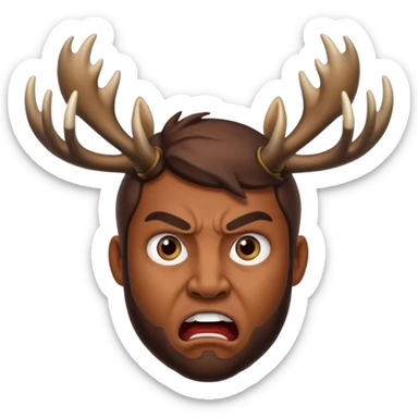 angry face with moose antlers sticker
