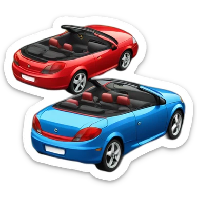 Black Opel Tigra cabrio with red seats sticker