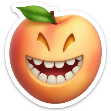 peach with teeth marks sticker