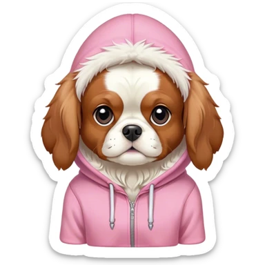 King Charles Spaniel Dog wearing a pink hoodie sticker