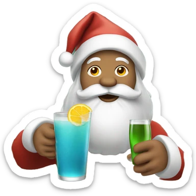 Santa with a drink sticker