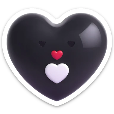 Chanel heart with a glossy finish, elegant, black and white color palette, 3D emoji style sticker